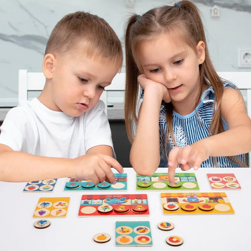 Custom Wooden battle games for kids Baby Toddlers store matching toys Thinking and reaction ability training card games Set