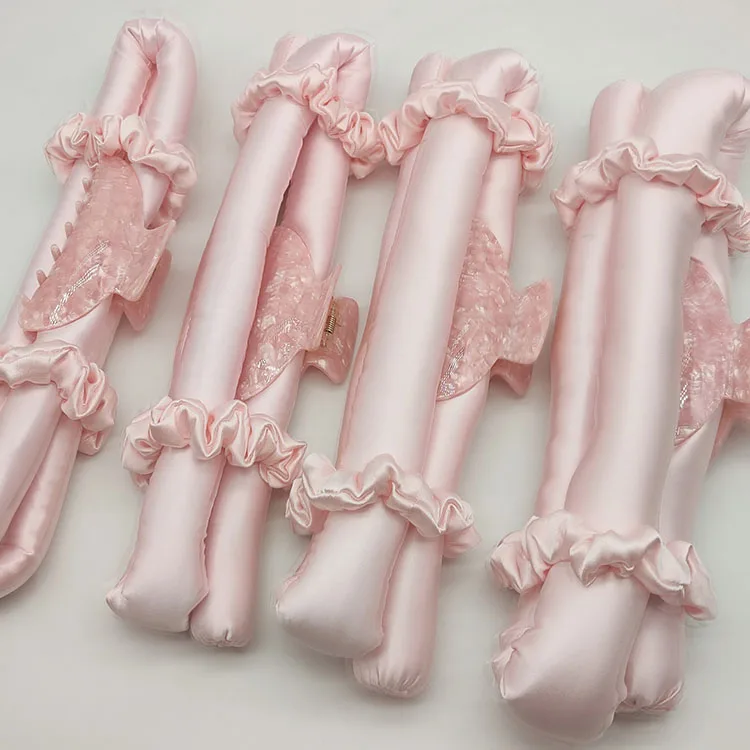 custom logo 100% mulberry silk heatless hair curler curling rod headband no heat silk hair roller for long hair