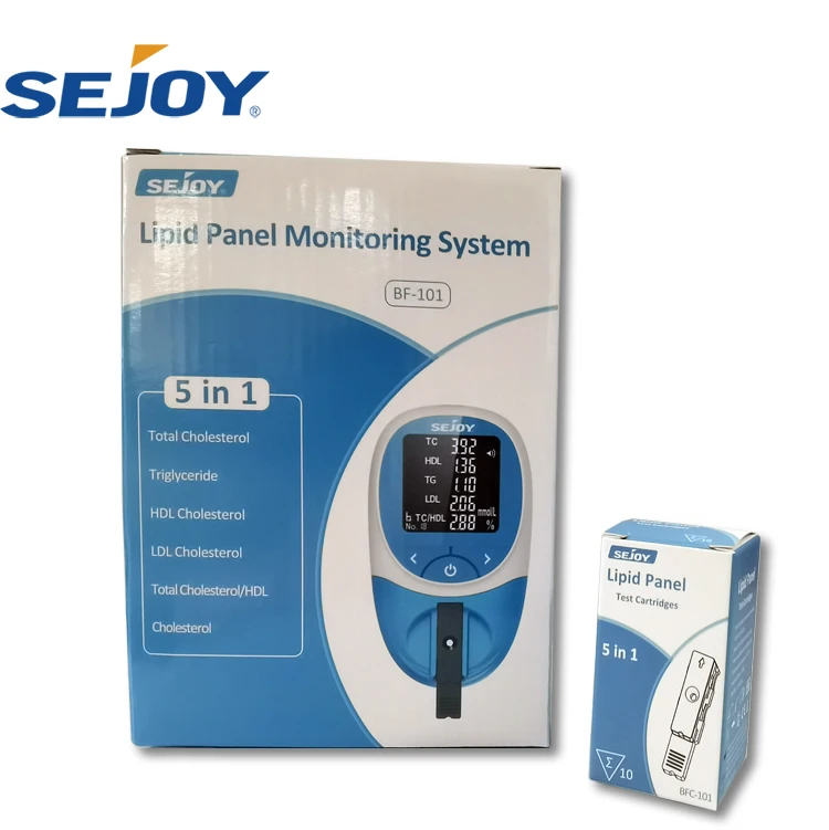 Sejoy 5 in 1 Cholesterol and Lipids Test Kit Blood Lipid Meter Lipid Profile Analyzer