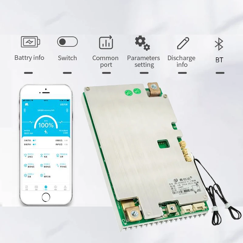 JBD Smart BMS lifepo4 4s 12v 120a smart bms with blue tooth/UART/RS485 and temperature sensor lithium battery with bms