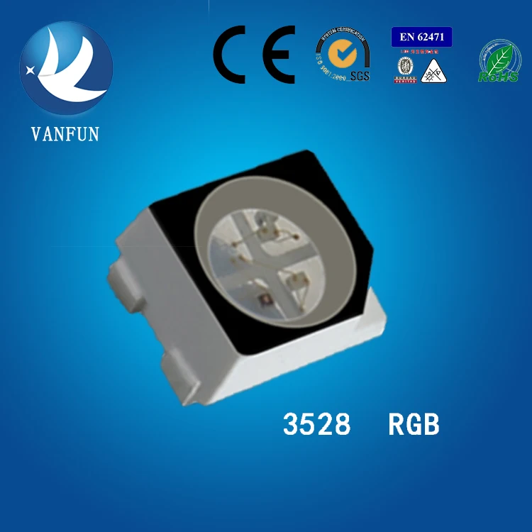 Vanfun 3528 SMD светодиодный чип многоцветный 4-контактный RGB Epistar изготовленный для светодиодной лампы излучающей белый Ультрафиолетовый красный синий свет