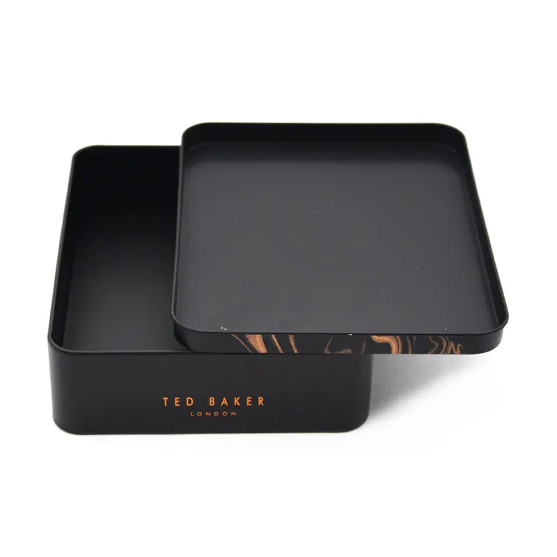 Custom Printed Double Printing Rectangle Black Bakery Food Storage Metal Package Box Mooncake Festival Gift Tin box
