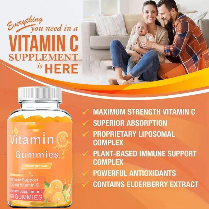 Hot Sale OEM  Beauty Brightening Lightening Skin Care Whiten Collagen  Acid Vitamin C Supplement Gummies Product