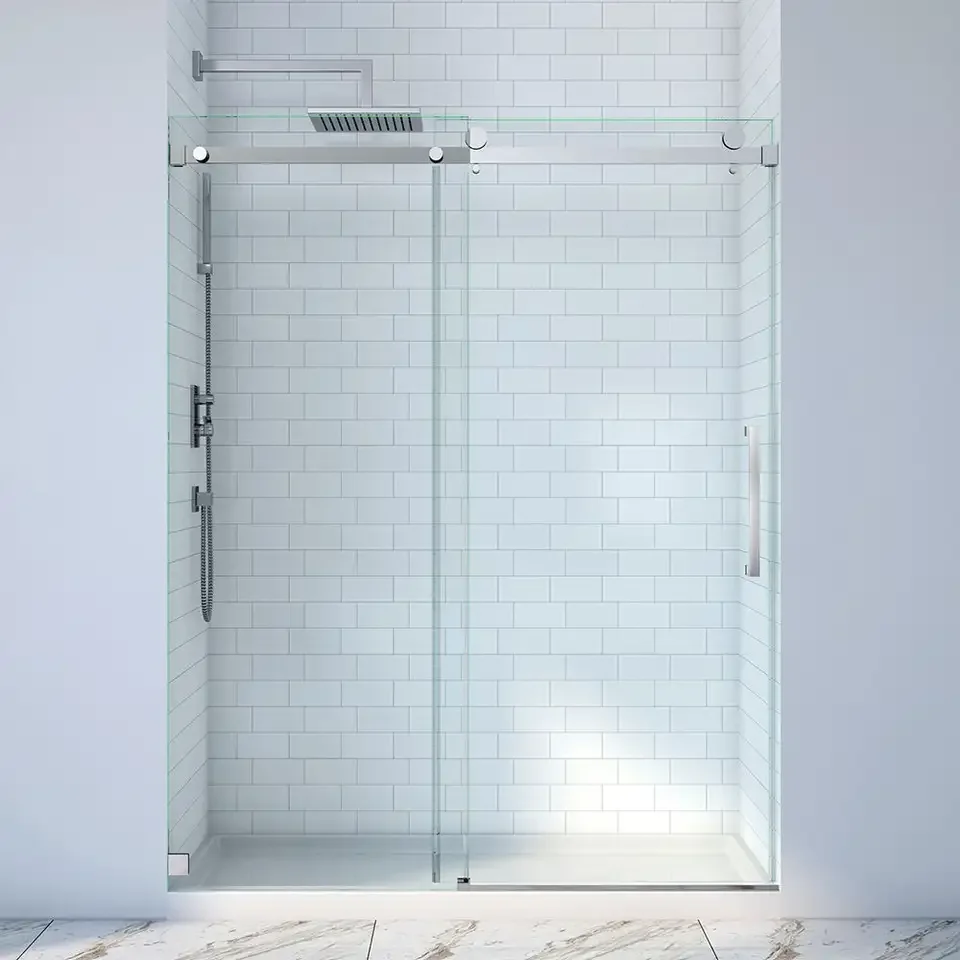 Custom Design Acrylic Shower Room Enclosures Frameless Sliding Glass Shower Door with Aluminum Hardware
