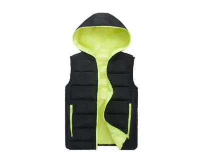 JACKETOWN Six Colors Sleeveless non Detachable Hood Spray-bonded Wadding Cotton Polyester Filled Waistcoat Man Duck Down V