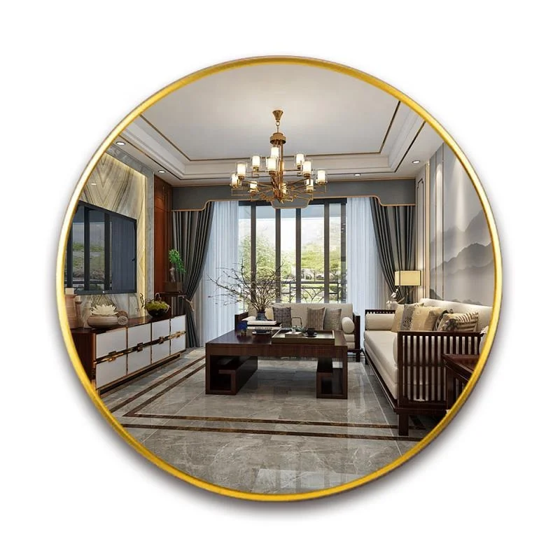 Buy Gold Black Silver Aluminum Alloy Large Metal Frame Circle Round Brushed Mounted Bathroom Wall Mirror for Sale espejo