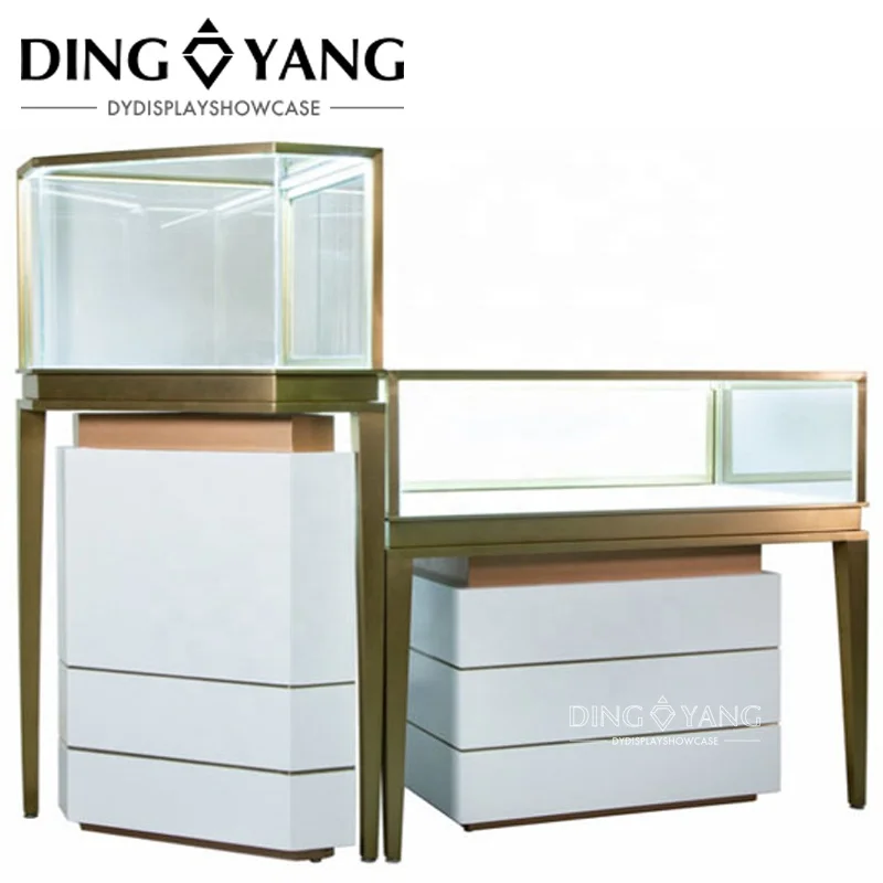 Custom Durable Jewelry Showcase , Fashionable Jewelry Showcase , Installed Led Lights and Enclosed Large Storage With Locks