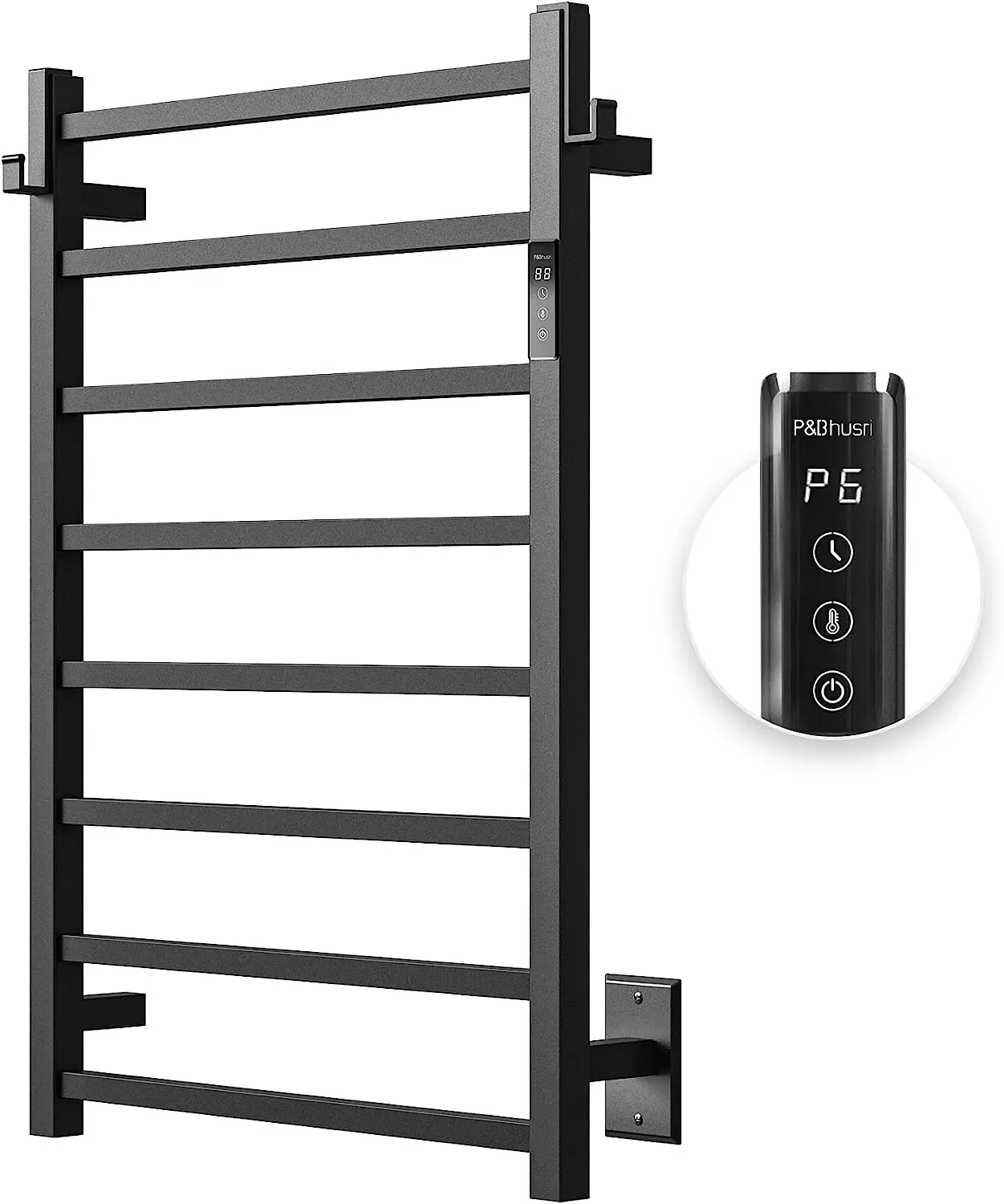 Black Wall Mounted Bathroom Stainless Steel Electric Towel Warmer