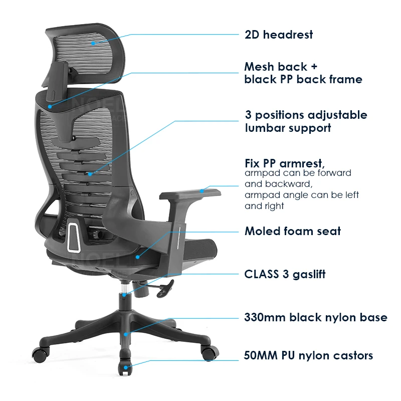 NOEL Factory cadeira de escritorio High Back Ergonomic Office Furniture Chairs sillas de oficina Mesh Executive Chair