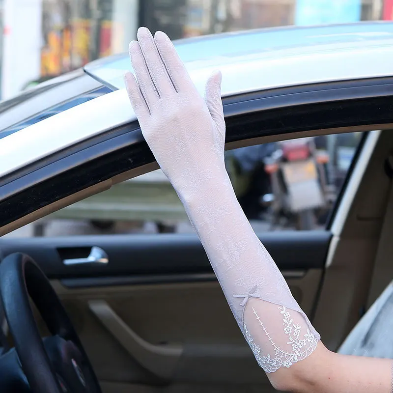 Cheap Summer Breathable UV Protection Driving Touch Screen Thin Women Gloves
