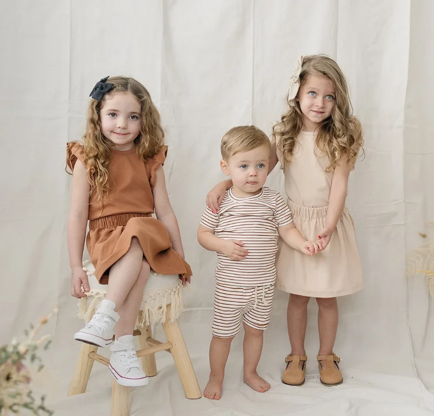 Детский льняной комбинезон в стиле бохо белый для девочек