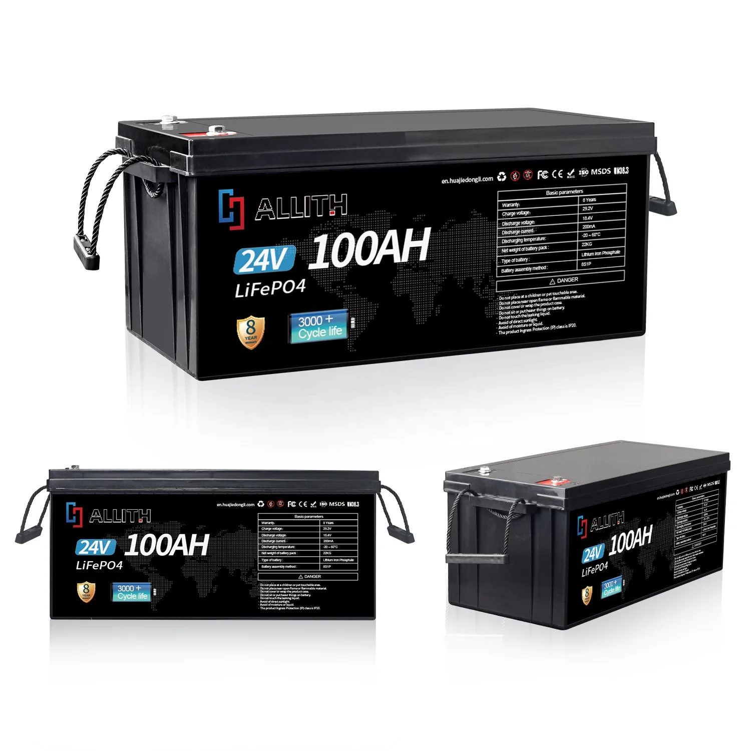 Direct Factory 24V 12V 200Ah Lifepo4 Battery Pack 4000 Cycles Life for Solar System E-vehicle RV Camper Marine UPS