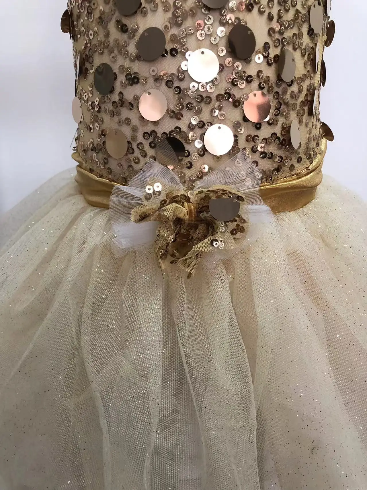 With Triangle Lined Bottoms Sequined Bamboo Dress Trimmed In Sequin G-hook Closure At Power Mesh Back Strap Glitter Tulle Skirt