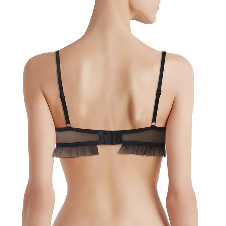 High Quality RTS Wholesale Women Mesh Underwire Bra Sexy Transparent Lingerie Bra New Design Women Bra & Brief Set