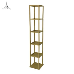 Romantic Modern Lead Road stand column 6ft Tall Gold Color Metal Iron Flower Stand for Wedding Decoration Home Decor
