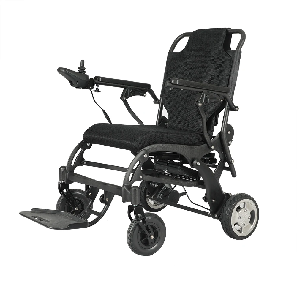 2021 hot selling carbon fiber rigid material detachable lithium battery electric wheelchair for elderly people