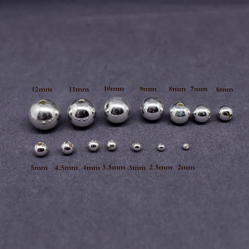 Manufacturer Wholesale Seamless Small Hole Ball Jewellery Findings 925 Sterling Silver Jewellery Beads For Bracelet Diy