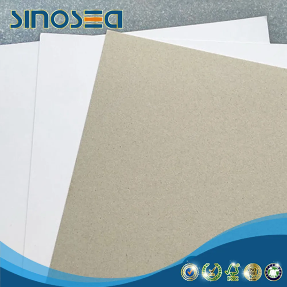 China manufacture recycled grey back white cardboard