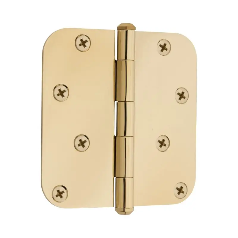 Американский шарнир для двери для жилых помещений, 4x4 дюйма, твердая латунь, 5/8 дюйма, радиус, плоский подшипник, врезной шарнир, полированная латунная обшивка