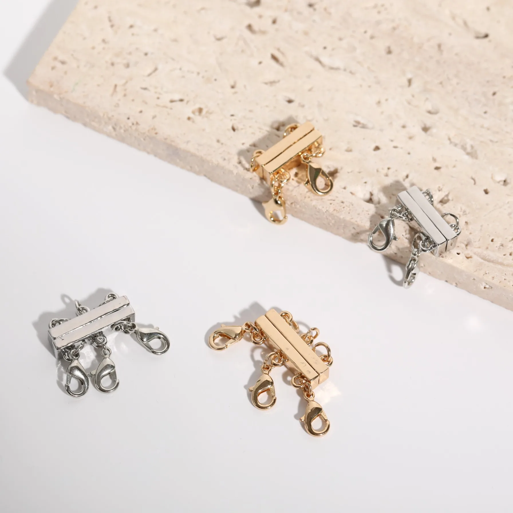 Layered Necklace Clasp Magnetic Necklace Connector Multi Strands Clasps for Layered Bracelet Necklace Silver Layering Clasps