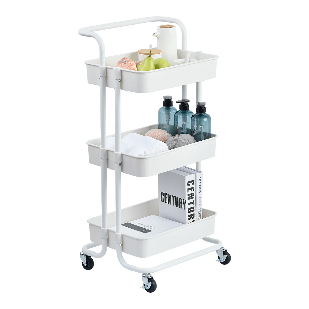 3-Tier Rolling Utility  Storage Shelves Multifunction Trolley Service Cart
