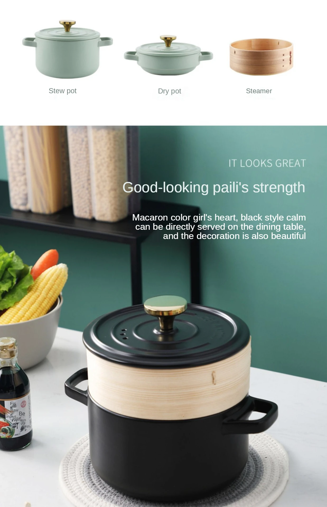  Japanese-Style Ceramic Steamer With Soup Pot Household Clay Pan High Temperature Resistant Stew Open Fire