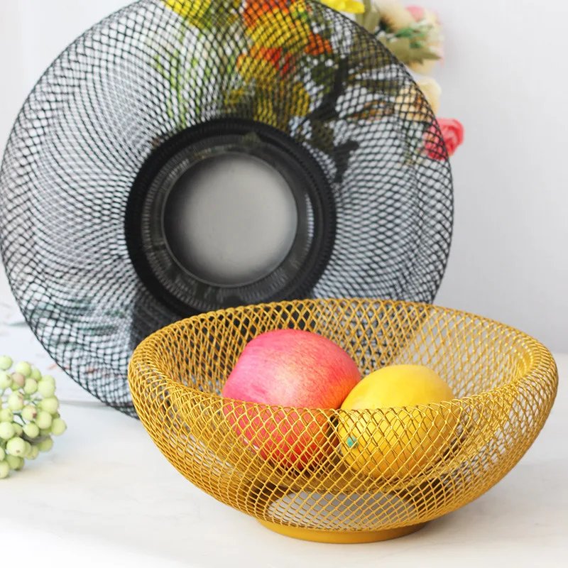 Creative Iron Wire Mesh Fruit Basket Double Layer Modern Snacks Candy Storage Basket Dry Fruit Tray