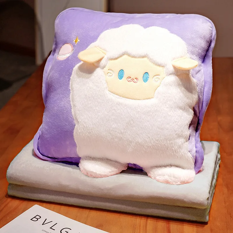 Cartoon Throw Pillow Blanket 3-in-1 Nap Pillow Office air Conditioning Blanket Cushion Hand Warmer Blanket