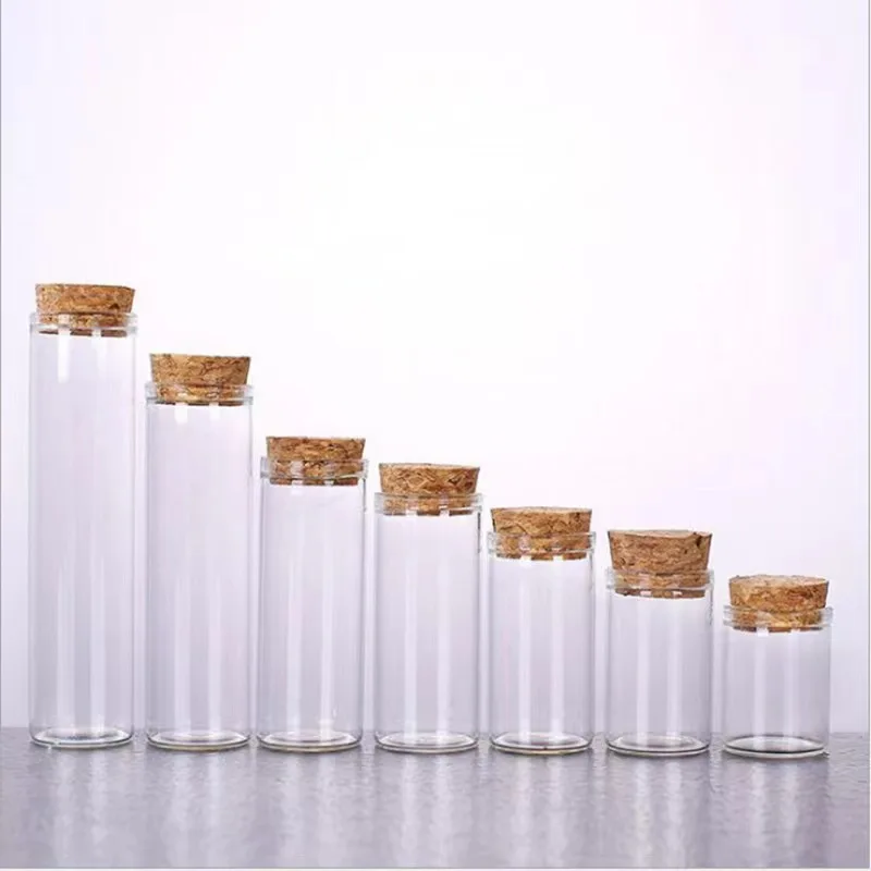 Wholesale 15ml 20ml 30ml 40ml 90ml cork glass bottles flat bottomed tube bottles in candy bottles