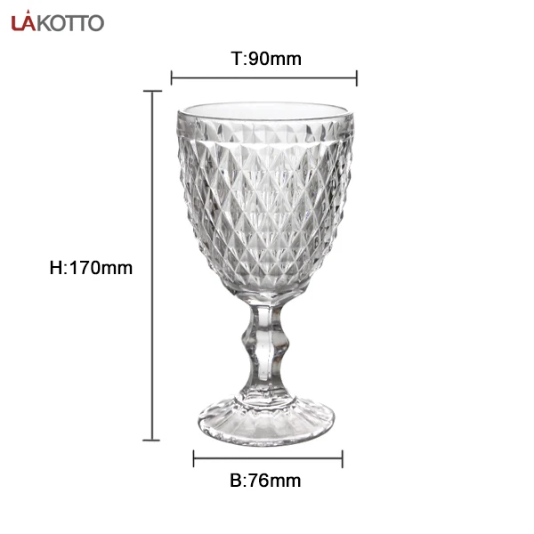 Factory Wholesale Colored Goblet Wine Water Glass Pressed White Blue Glass Goblets Vintage