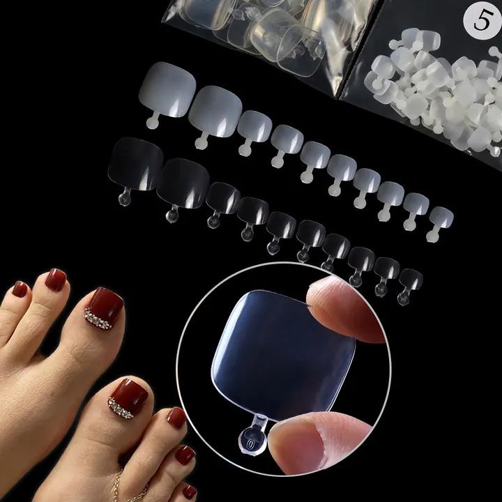 Factory Wholesale 600Pcs Toe Nail Tips Artificial Acrylic Natural Clear Full Cover Toe Nail Tip Beauty Foot Nail