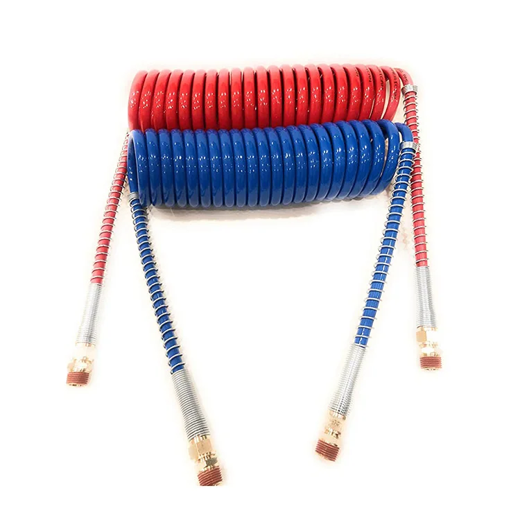 Quality Plastic Soft No Smelling Nylon PU PA Flexible Spiral TSQ 100 Foot Trailer Coil Air Brake Hose For Trucks