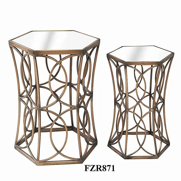 home bedside sofa coffee nightstand modern gold metal side nesting accent end table set