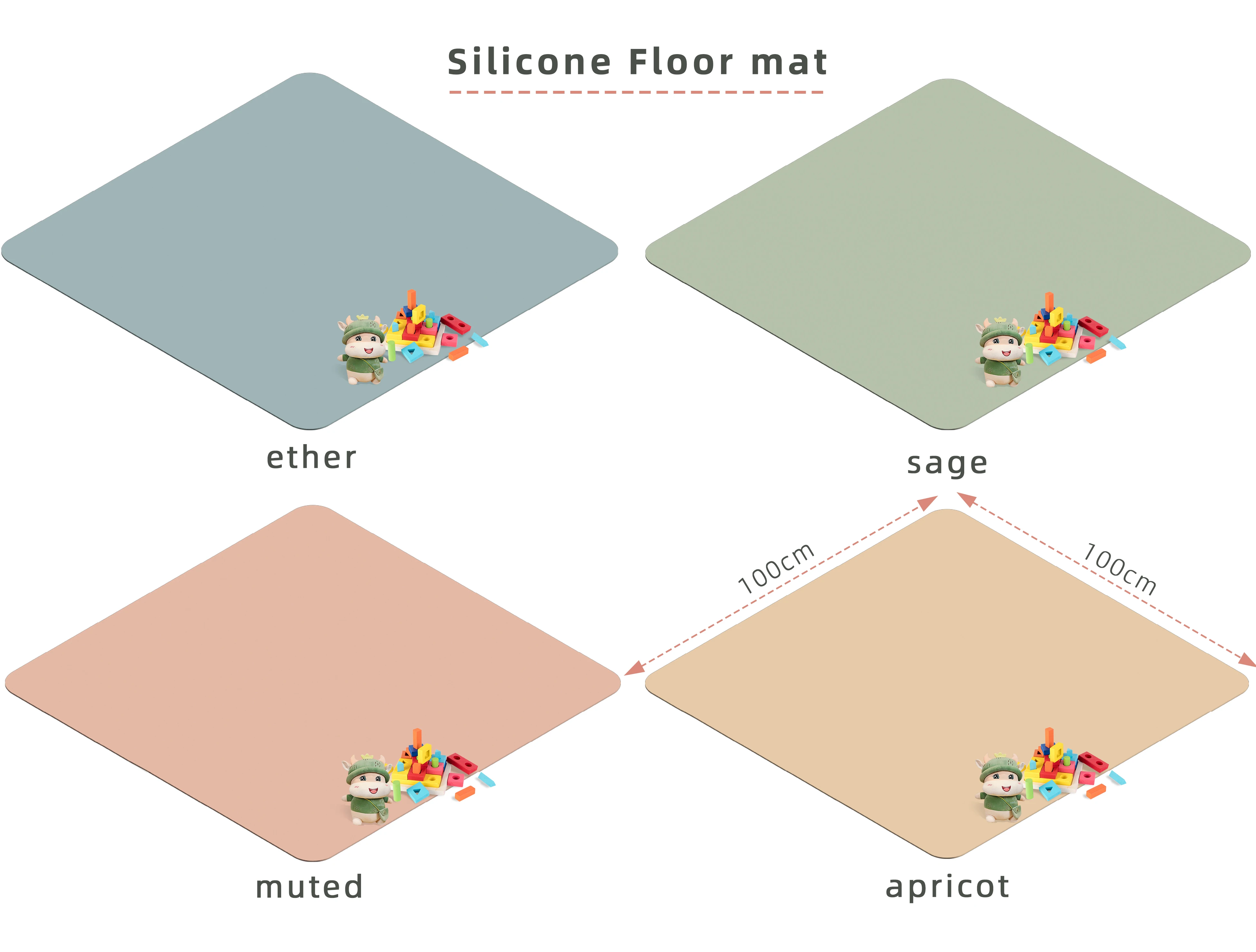 Non-toxic Washable Baby Playtime Food Grade Silicone Mat Kids Floor Mat