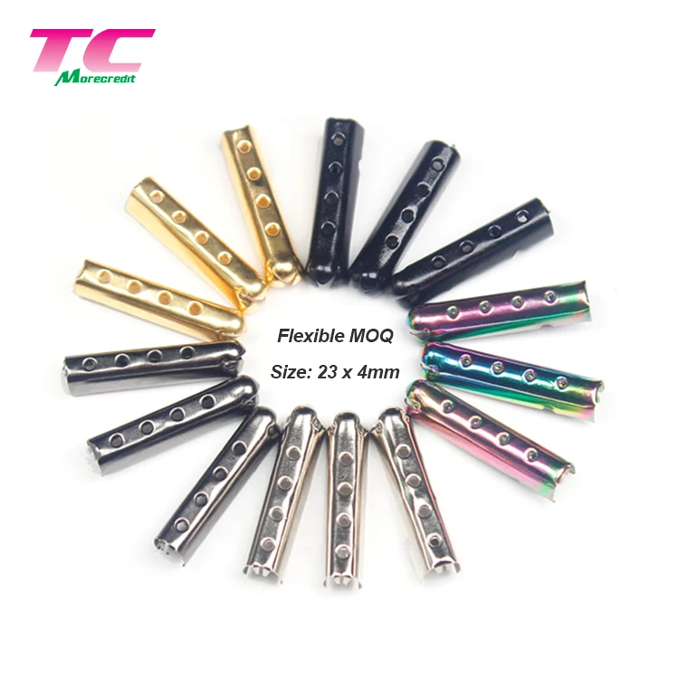 Best Selling Premium 23x4mm Colorful Metal Lace End , Custom Iridescent Bra Shoelace Tips, Rainbow Metal Aglets For Hoody Pants