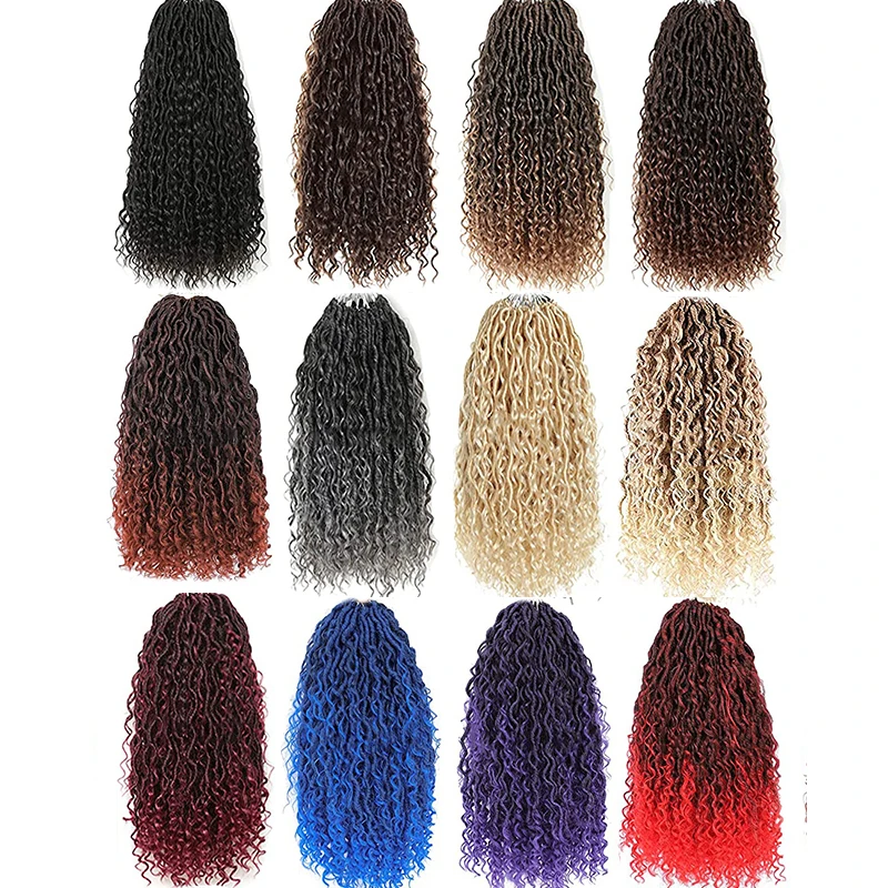 New Goddess Locs Crochet Hair Faux Locs Wavy Crochet Curly Hair Faux Locs Crochet with Curly Ends River Curls Crochet Hair