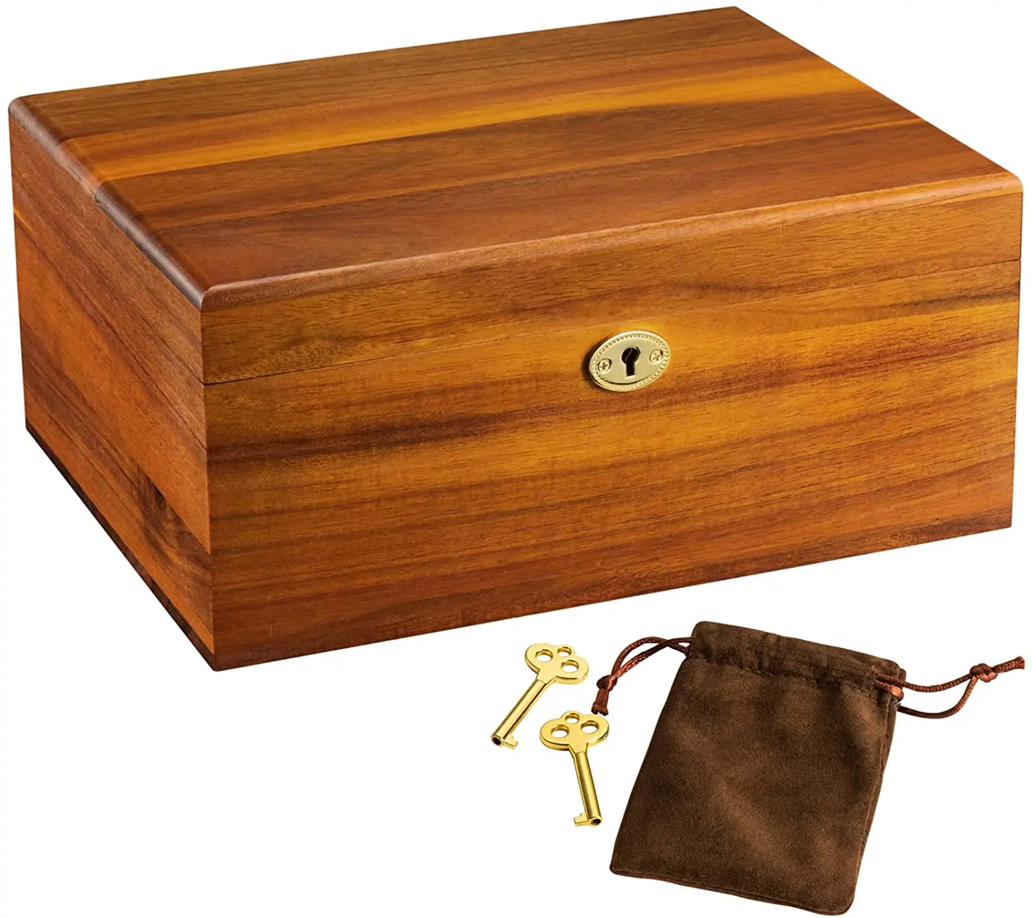 Large Wooden Box with Hinged Lid Solid Acacia Wood Storage Box with Lock Natural Wood Grain Smooth Finish Keepsake Boxes