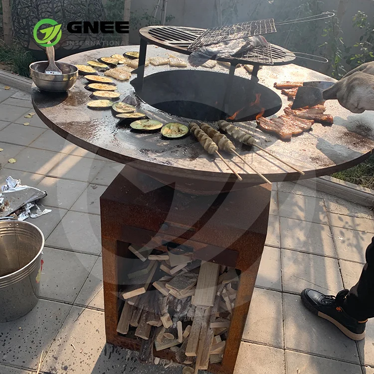wood fired barbecue corten steel top sale corten steel bbq grill