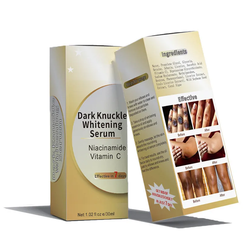 Private Label  Dark Knuckles Fast Whitening Serum Hyaluronic Kojic Acid Hand Knuckle Elbows Knee Intense Stains Remover Serum