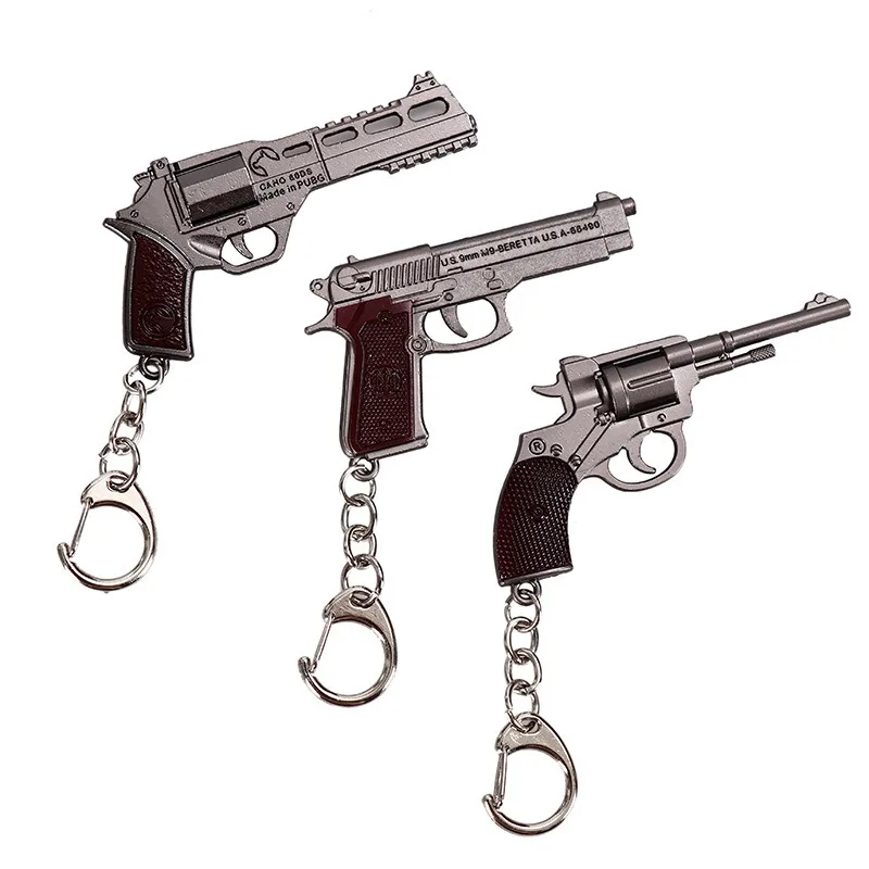 Hot Sale Small Revolver Gun Key Chain Alloy Model Weapon Pendent Custom Gun Keychain