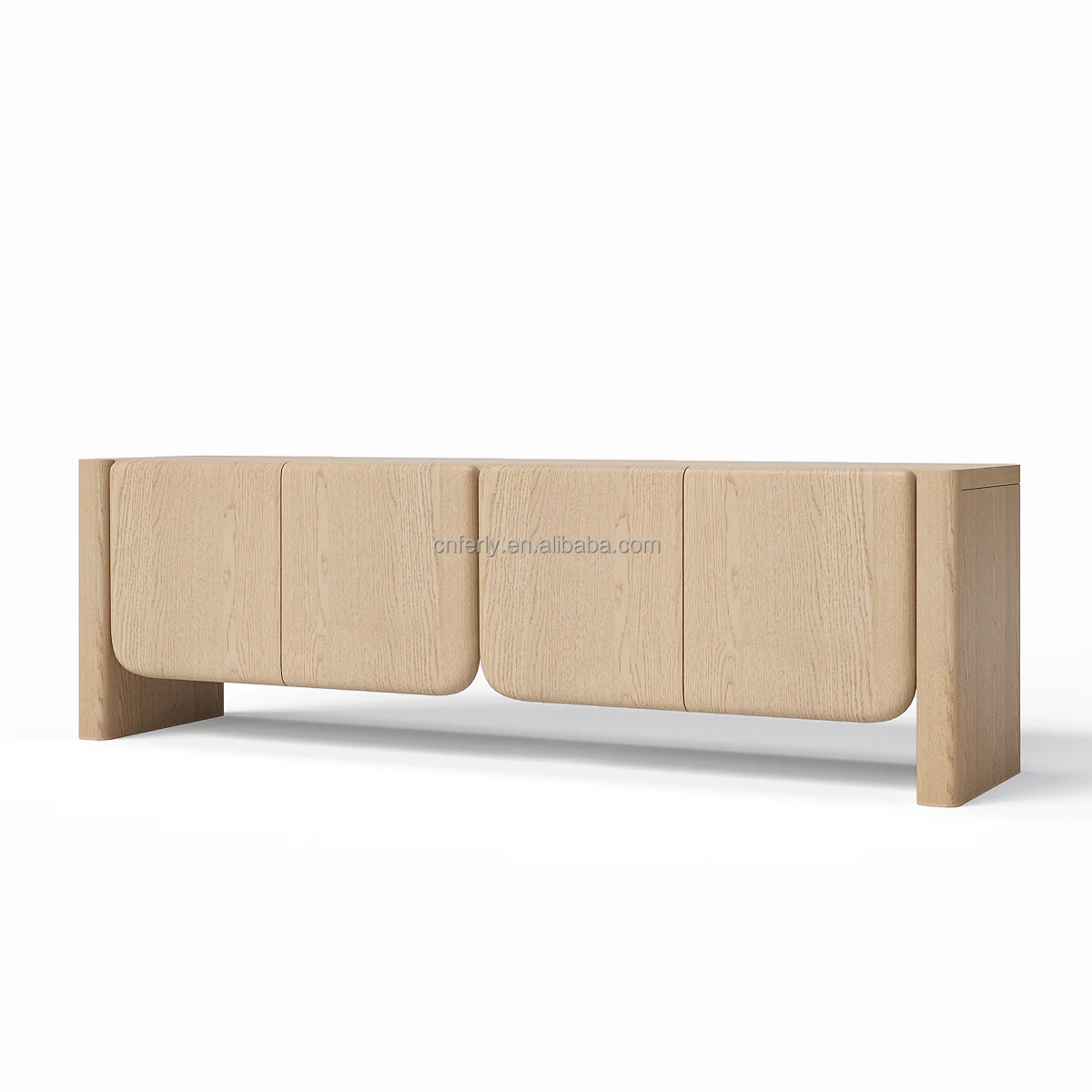FERLY 2024 New Luxury Media Console TV Stand Cabinet For Living Room Solid Oak Wood Media Console Tables