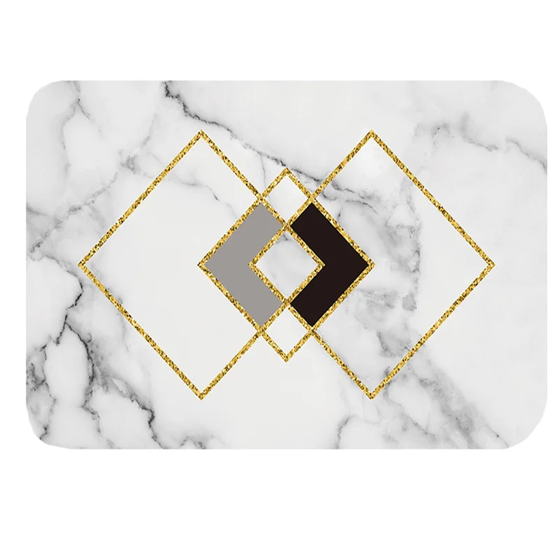 Diatom Mud Mat Stone Bath Mat Bathroom Floor Mats Fast Water Drying Absorbent Hard Shower Rug Print Pattern Modern