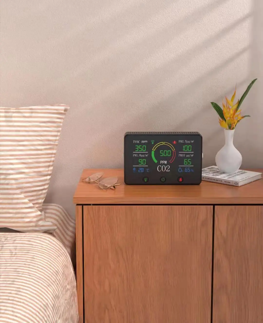 Приложение Smart life Wi-Fi 7 в 1 качества воздуха Co2 TVOC PM2.5 PM1.0 PM10 с контролем температуры и влажности RS485 тестер