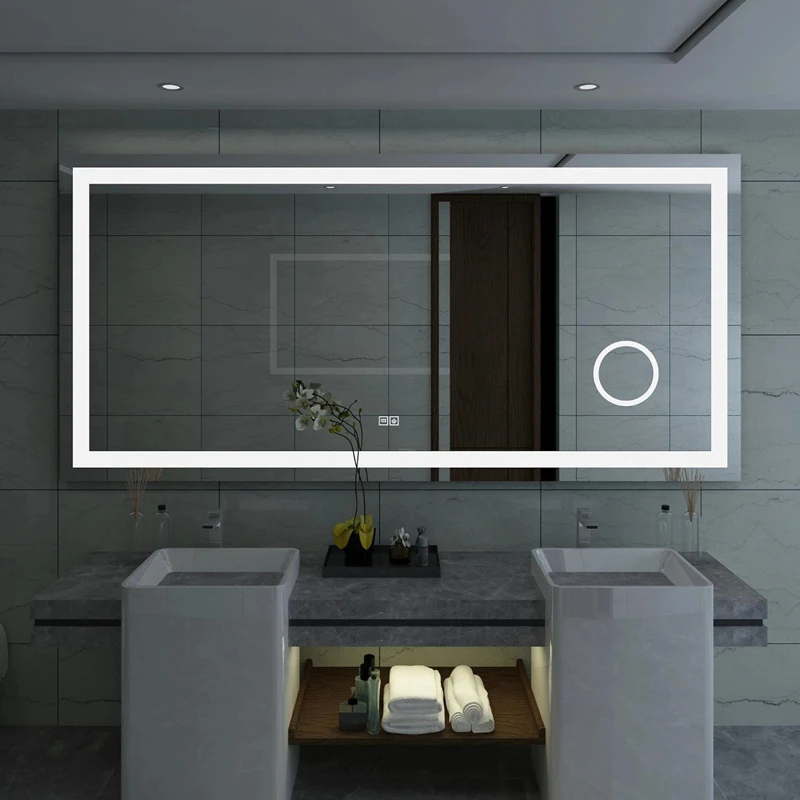 Professional led smart bathroom mirror touch or  PIR sensor Backlit or frontlighting with demister mirror wifi bluetooth speaker