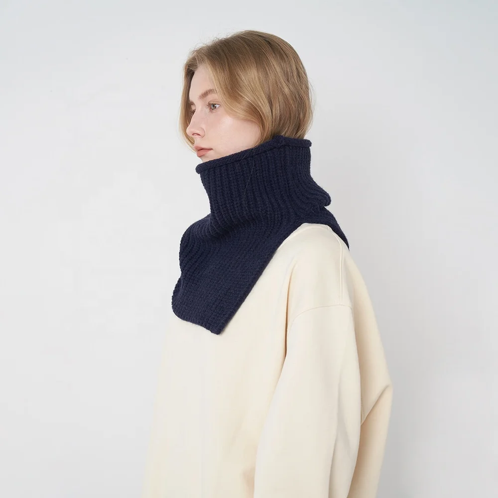Designer model Korea knitted warm solid color collar windproof neck protection long stylish