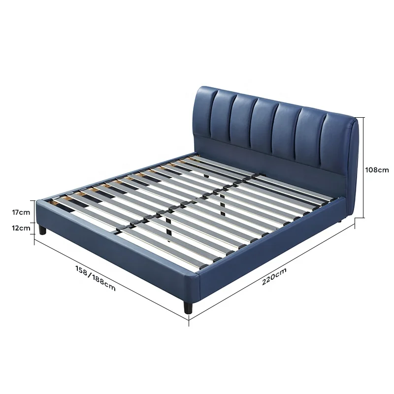 AIDI OEM/ODM European Luxury Modern Bedroom Furniture Letto Bett Tufted Soft King Size Double Wood Genuine Leather Bed Frame