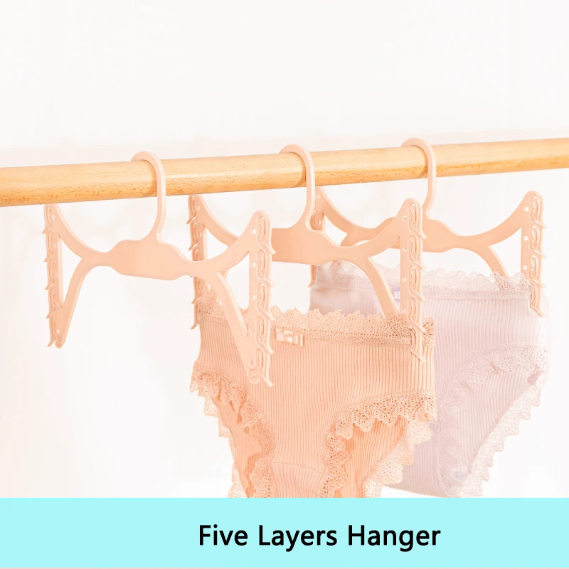 Custom 5-Layer Plastic Underwear Hanger Space Saving Clothes Display Hook for Garment & Lingerie