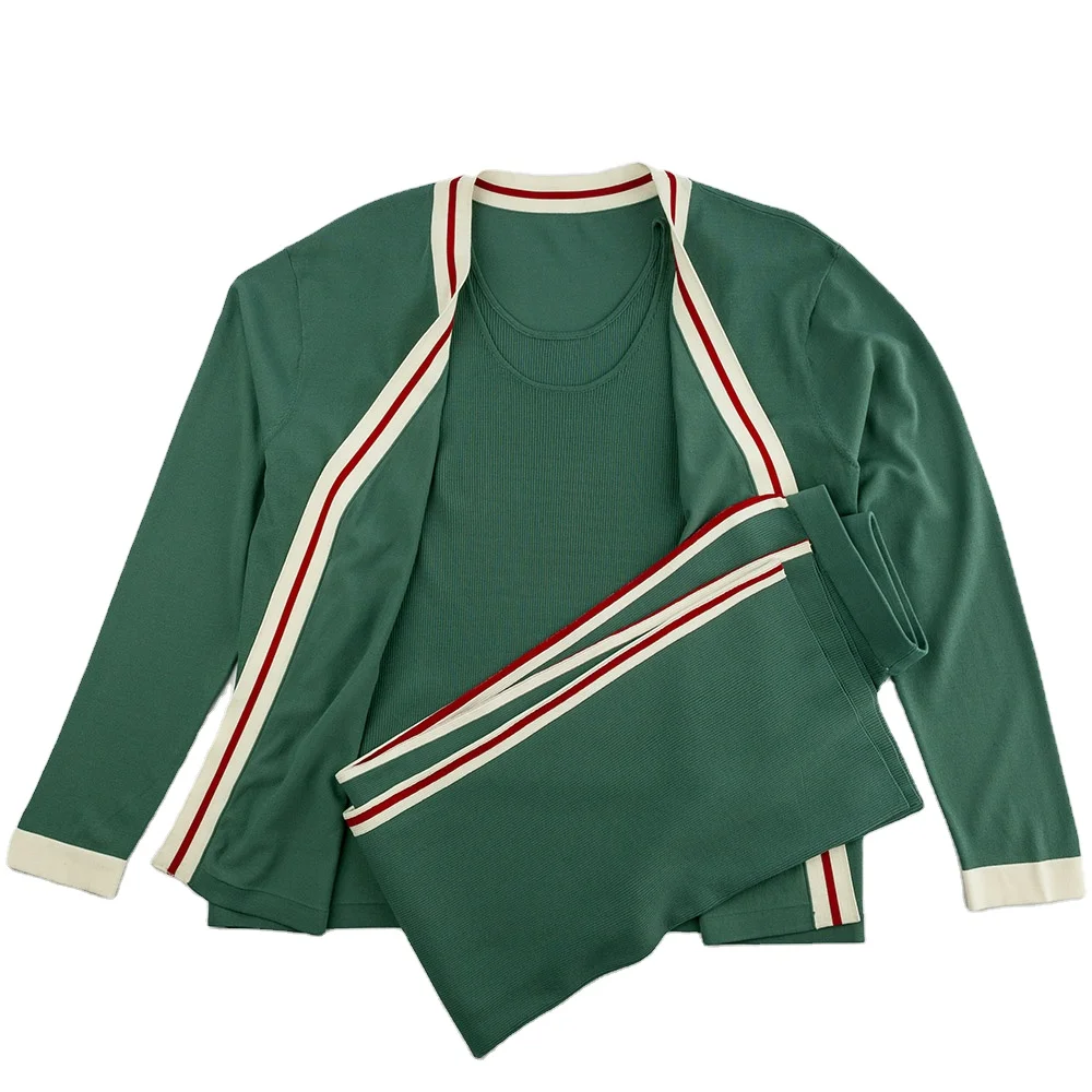 2021 повседневные весенние женские туфли комплект из 2 предметов; Вязаные свитера; Пуловер и брюки для девочек