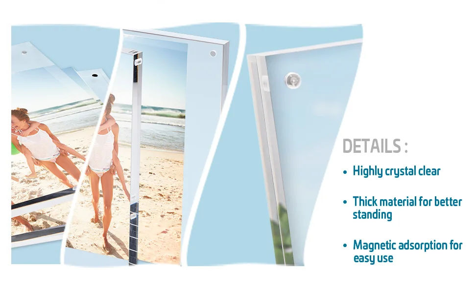 Factory square premium magnetic photo frame acrylic magnetic block for home decoration