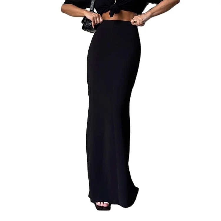 Летняя Мода однотонная черная высокая Талия Мини прямая юбка для женщин